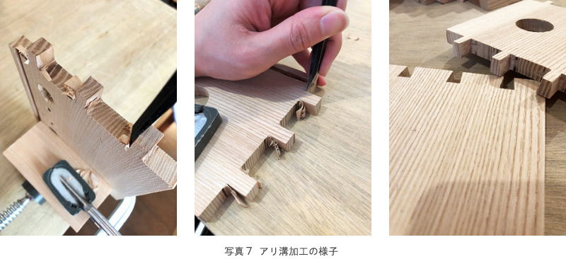 写真7 アリ溝加工の様子
